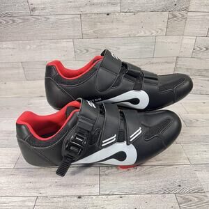 Peloton Road Cycling Shoes EU 41 Black Red 3-Bolt Look Delta Cleats Spin